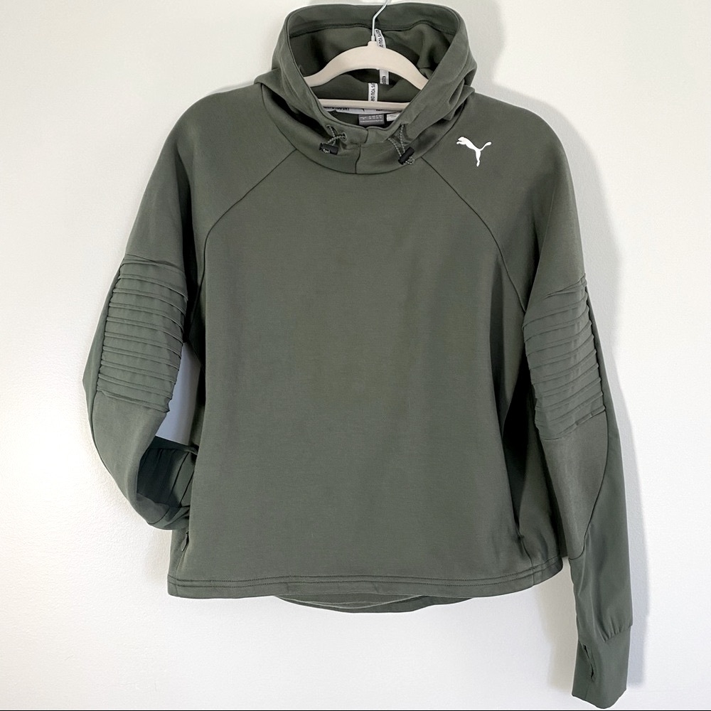 Puma Keeps You Dry Tech Hoodie Sweatshirt Medium Green